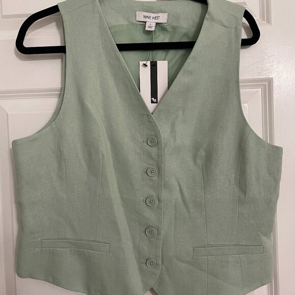 NEW Nine West Women’s Jade Stone Vest Jackets 55%Linen 45%ViscoseSize L